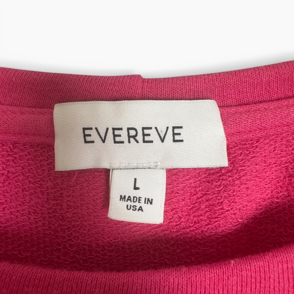Evereve Ruffle Sleeve Sweatshirt Womens Large Pink Short Sleeve Crew Neck Top - Picture 3 of 7